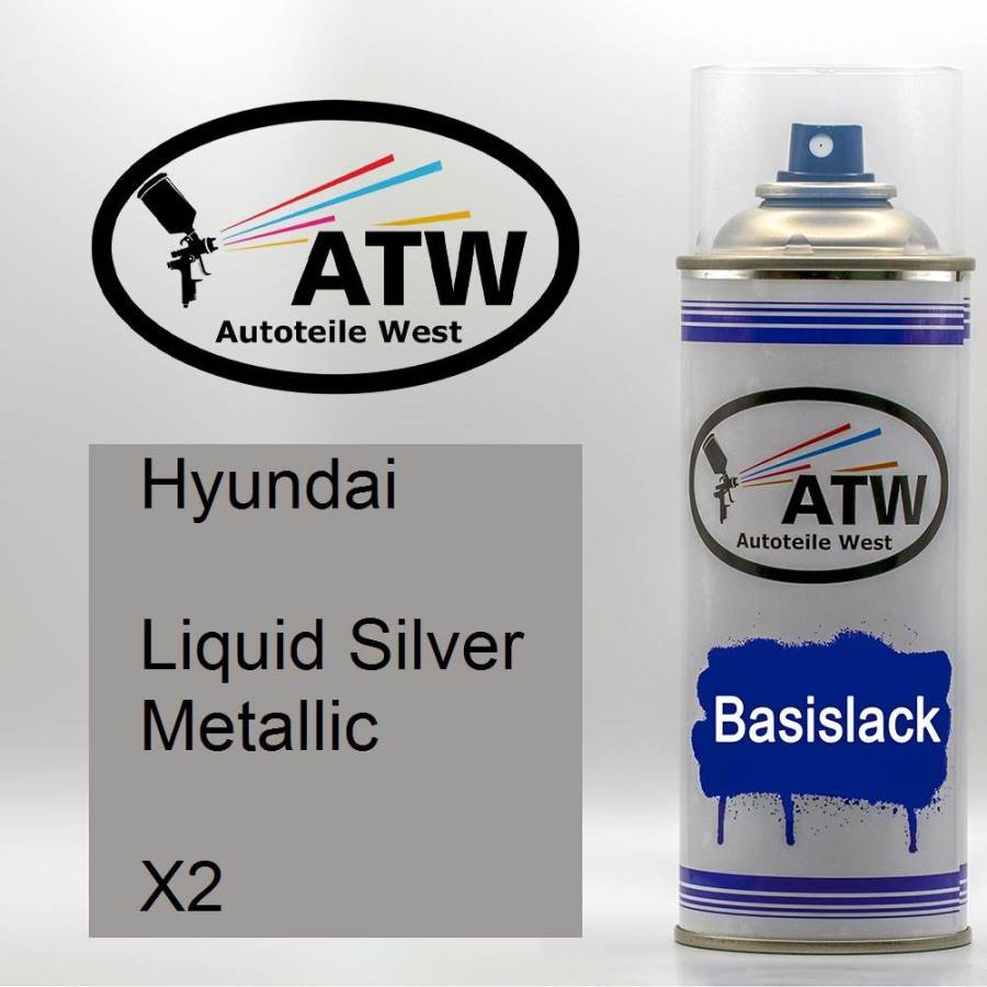 Hyundai, Liquid Silver Metallic, X2: 400ml Sprühdose, von ATW Autoteile West.